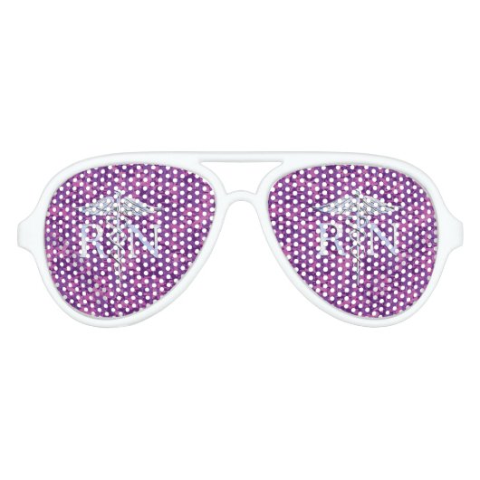 登録ナースRN Caduceus on Pink Camouflage アビエーターサングラス (正面)