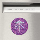 登録ナースRN Caduceus on Pink Camouflage マグネット (インサイチュ (食洗機))