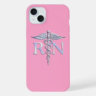 登録ナースRN Caduceus on Pink Rose iPhone 15 Plusケース