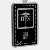 登録ナースRN Caduceus Snes on Black Decor シルバープレートフレームオーナメント (右)