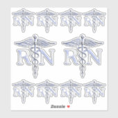 登録ナースRN Caduceus Snes on Black Decor シール (シート)