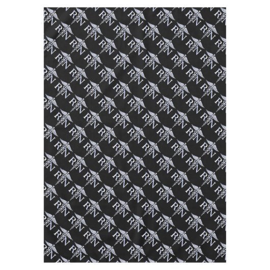 登録ナースRN Caduceus Snes on Black Decor テーブルクロス (正面)