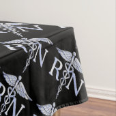 登録ナースRN Caduceus Snes on Black Decor テーブルクロス (インサイチュ)