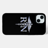 登録ナースRN Caduceus Snes on Black Decor Case-Mate iPhoneケース (裏面 (横))