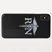 登録ナースRN Caduceus Snes on Black Decor Case-Mate iPhoneケース (裏面(横))