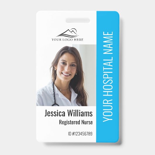 登録ナースRN Medical Blue写真ID作業 バッジ (正面)