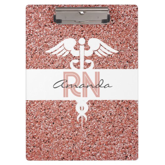 登録パーソナライズされたナースピモダンンクグリッター クリップボード (正面)