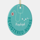 登録パーソナライズされたナース – 聴診器 セラミックオーナメント (右)