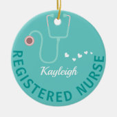 登録パーソナライズされたナース – 聴診器 セラミックオーナメント (正面)