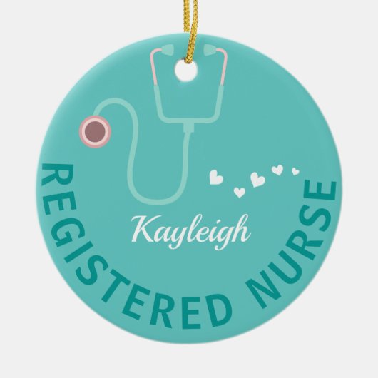 登録パーソナライズされたナース – 聴診器 セラミックオーナメント (正面)