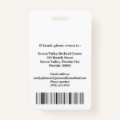 登録パーソナライズされたナースIDバッジ バッジ (裏面)