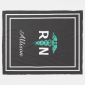 登録パーソナライズされたナースRNカドゥセウス医療 フリースブランケット (正面(横))