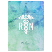 登録パーソナライズされたRNティール（緑がかった色）ブルーウォーター色 クリップボード (裏面)