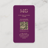 登録モダンナースエレガントラグジュアリーパープル金ゴールド 名刺 (裏面)