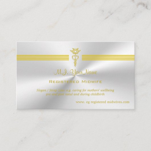 登録助産師と黄金のカドゥセウスのロゴ エンクロージャーカード (正面)