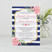 （登録原簿）ブライダルシャワーネイビーストライプル花 招待状 (スタンド正面)