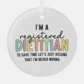登録栄養士RD間違ったギフトおもしろいなし ガラスオーナメント (正面)
