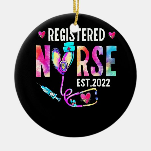 登録済みナースセット2022看護RN卒業 セラミックオーナメント (正面)