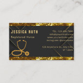 登録済みナースプロフェッショナルの金ゴールドとブラック 名刺 (正面)