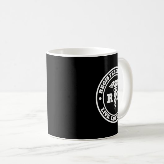 登録済みナースライブラブハートポケットのロゴRn コーヒーマグカップ (正面右)