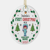 登録済みナース初めてのクリスマスパーソナライズされたツリー セラミックオーナメント (右)