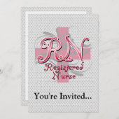 登録済みナース、ピンククロススワール 招待状 (正面/裏面)