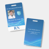 登録看護師、LPN フォトID ロゴ付き バッジ (正面&裏面)