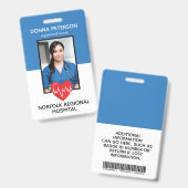 登録看護師 RN 医療用 青い写真付きID 職場 バッジ (正面&裏面)