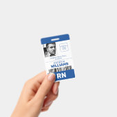 登録看護師 RN ID 青と白のロゴ写真 バッジ (手持ち)