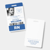 登録看護師 RN ID 青と白のロゴ写真 バッジ (正面&裏面)