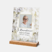 白あじさい水の色のお祝いの生活 アクリルサイン (傾斜)