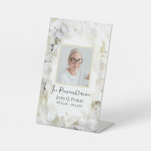 白あじさい水の色のお祝いの生活 台座サイン (正面)