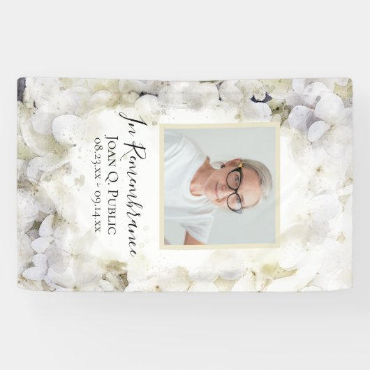 白あじさい水の色のお祝いの生活 横断幕 (横)