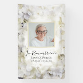 白あじさい水の色のお祝いの生活 横断幕 (縦)