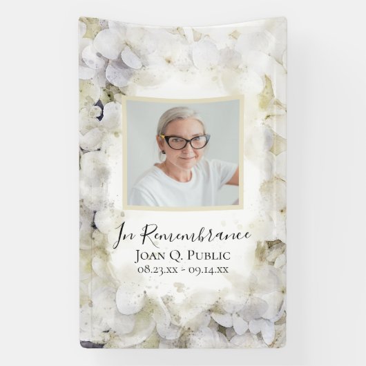 白あじさい水の色のお祝いの生活 横断幕 (縦)