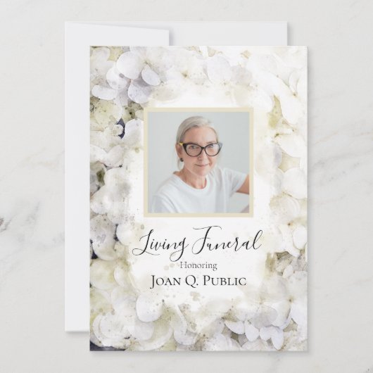 白あじさい水彩生活葬式パーティー 招待状 (正面)