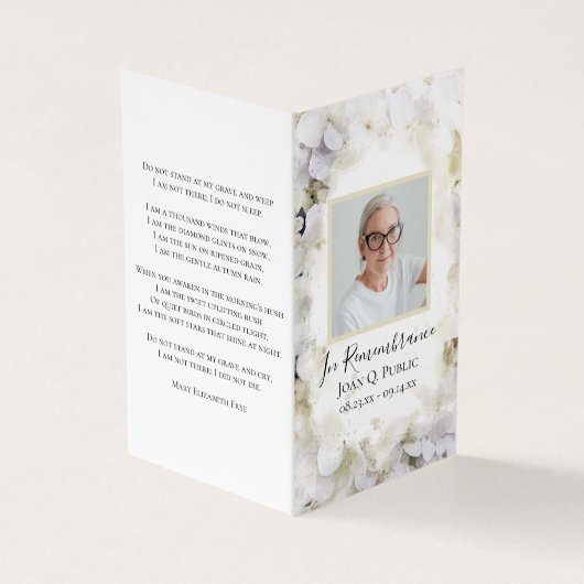 白あじさい水彩葬儀記念祈りの言葉 名刺 (外部)