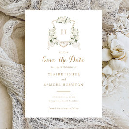 白あじさい緑のクレスト日付を保存 招待状