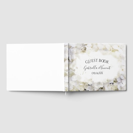 白あじさい花の水色結婚の ゲストブック (全面)