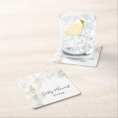 白あじさい花の水色結婚の スクエアペーパーコースター (インサイチュ)