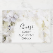 白あじさい花の水色結婚の スパークリングワインラベル (シングルラベル)