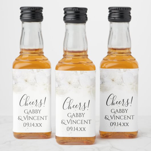 白あじさい花の水色結婚の リキュールボトルラベル (ボトル)