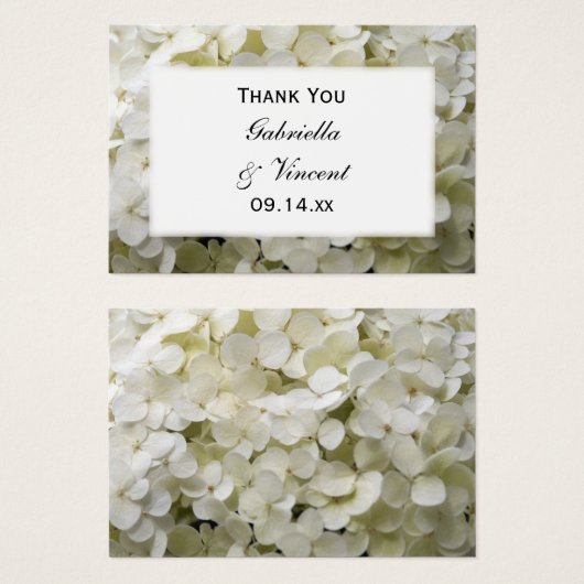 白あじさい花結婚の感謝メッセージカード (正面&裏面)
