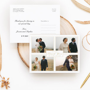 白ありがとう結婚のコラージュ4写真はがき ポストカード