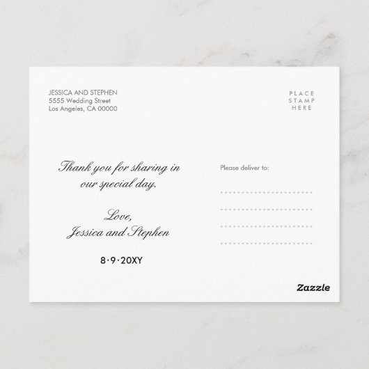 白ありがとう結婚のコラージュ4写真はがき ポストカード (裏面)