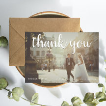 白ありがとう2写真結婚のサンキューカード