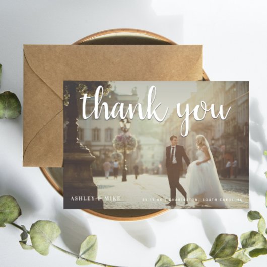 白ありがとう2写真結婚のサンキューカード サンキューカード