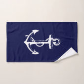 白いいかりとネイビーブルーの背景 バスタオルセット (ハンドタオル)