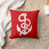 白いいかりの赤と青の背景（両側） クッション (ブランケット)