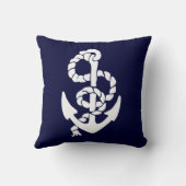 白いいかりの赤と青の背景（両側） クッション (裏面)